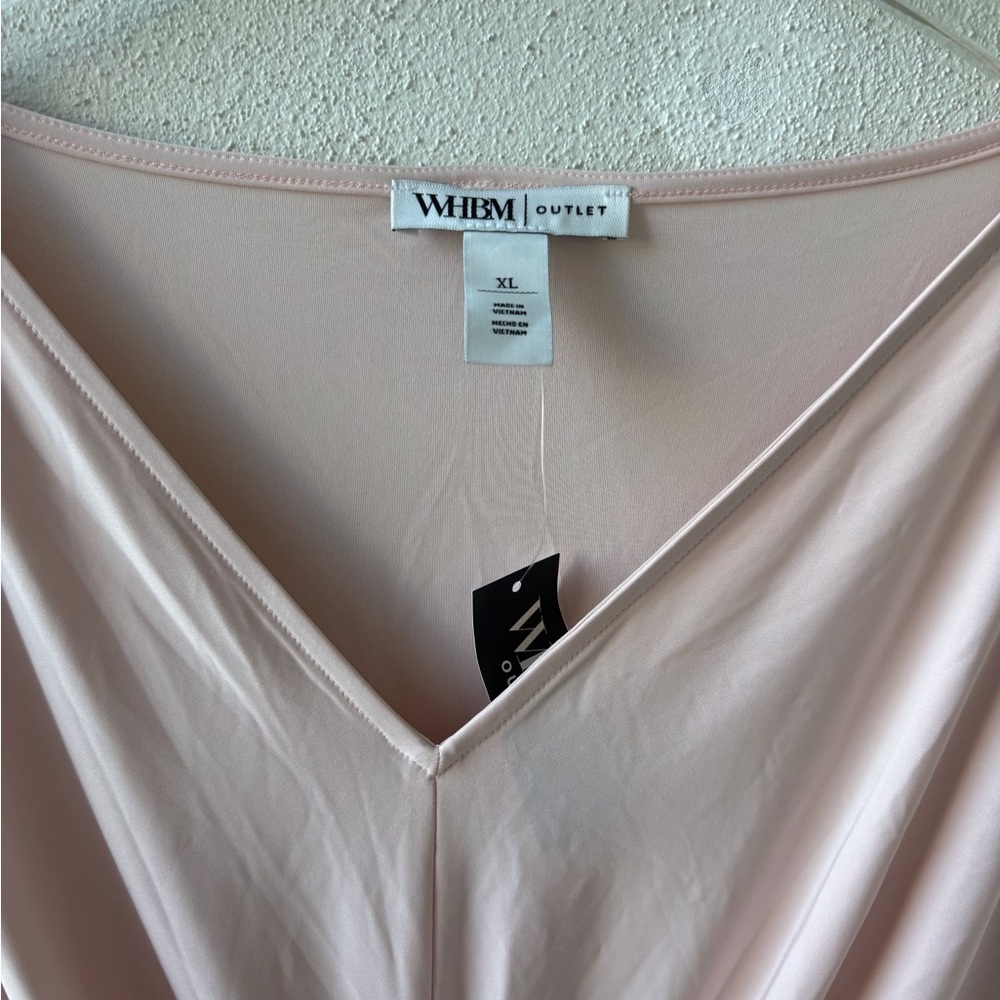 WHBM XL Ballet‎ Pink Short Sleeve VNeck Twist Top Office Career Travel Soft - Picture 2 of 11